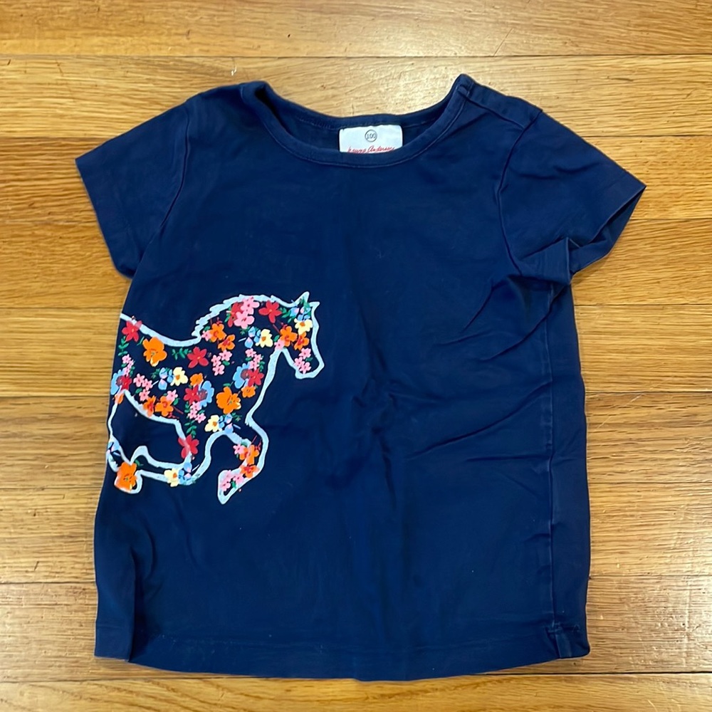 Hannah Andersson T-shirt, size 4/100cm, navy, horse appliqué